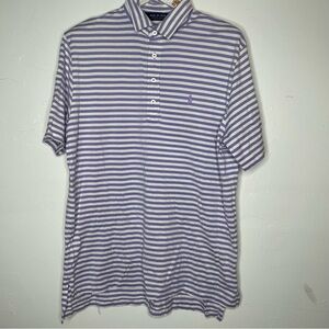 VINTAGE STRIPED POLO RALPH LAUREN GOLF SINGLE STITCH SHIRT SZ L